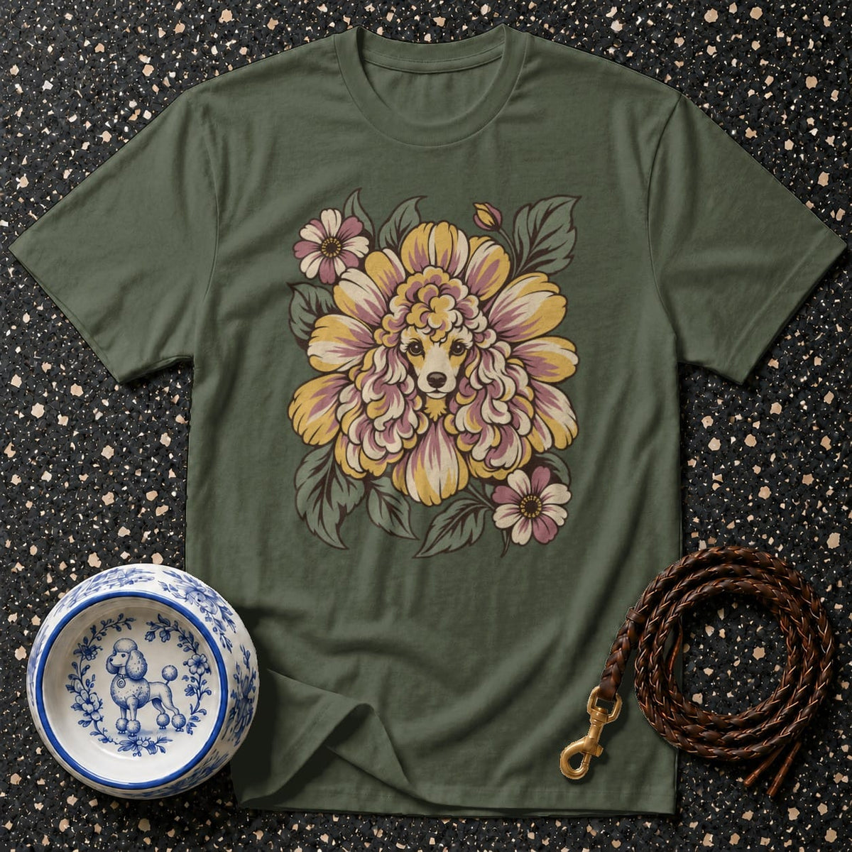 T-shirt Vintage Floral Poodle T-Shirt Poodle Flower T-Shirt | Premium Dog Apparel