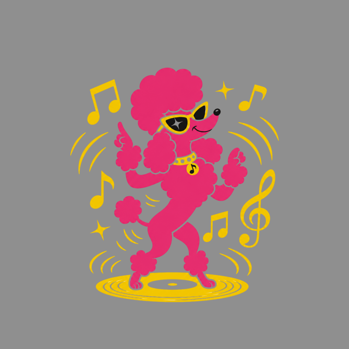 T-shirt Groovy Pink Poodle T-Shirt Dancing Poodle T-Shirt | Retro Dog Tee
