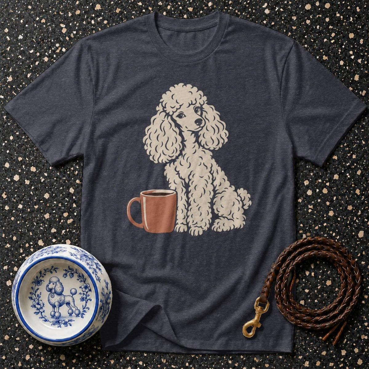 T-shirt Cozy Poodle and Coffee T-Shirt Poodle Coffee T-Shirt | Premium Dog Lover Apparel