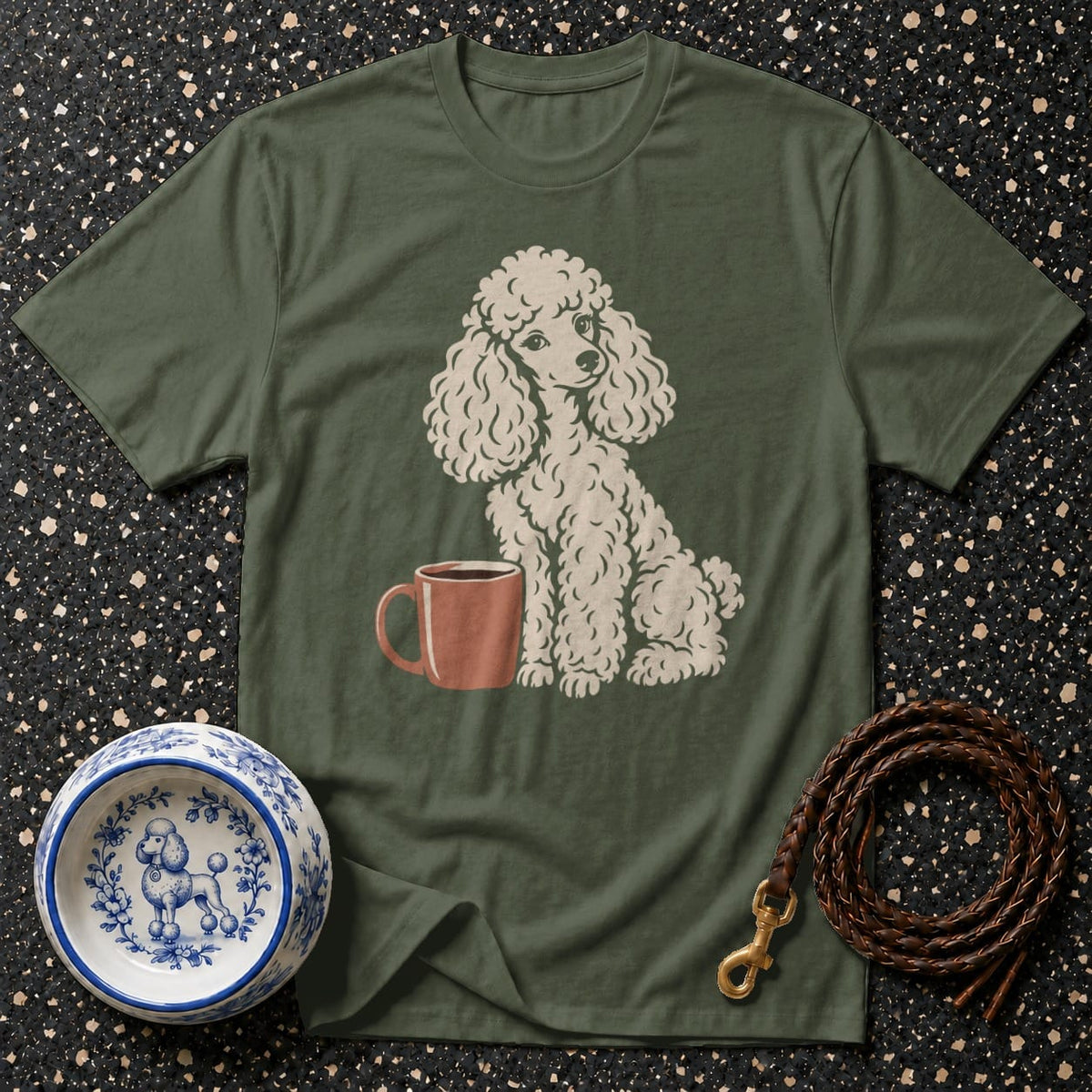 T-shirt Cozy Poodle and Coffee T-Shirt Poodle Coffee T-Shirt | Premium Dog Lover Apparel
