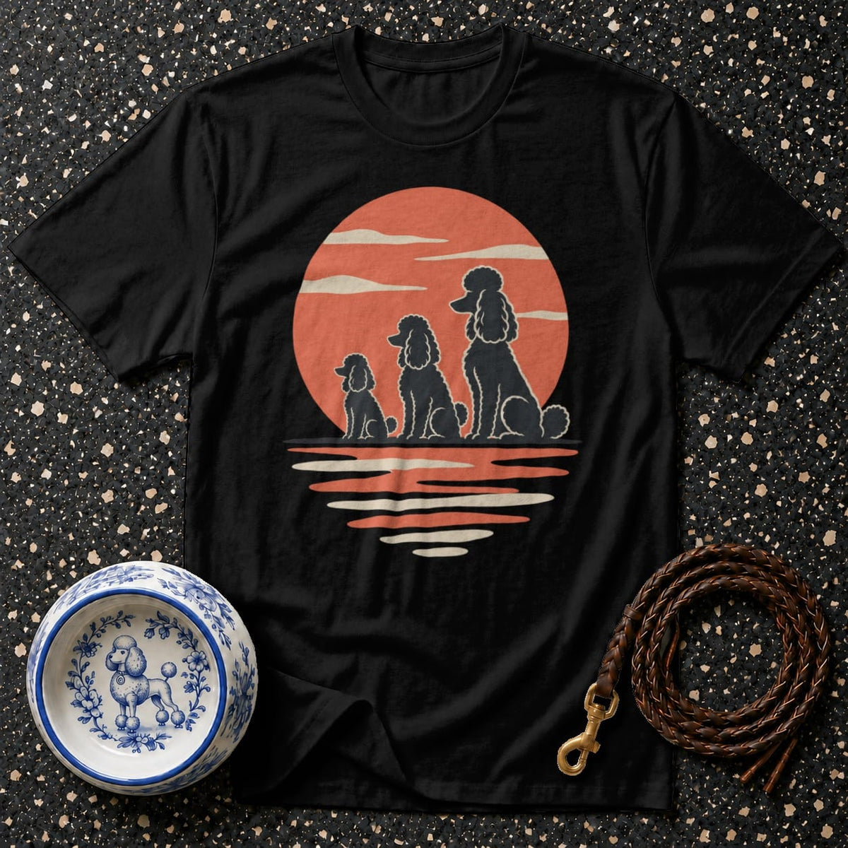 T-shirt Sunset Poodle Trio T-Shirt Poodle Sunset T-Shirt | Premium Dog Apparel