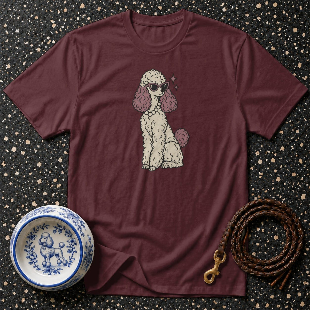 T-shirt Vintage Glam Poodle T-Shirt Poodle With Sunglasses T-Shirt | Premium Dog Apparel
