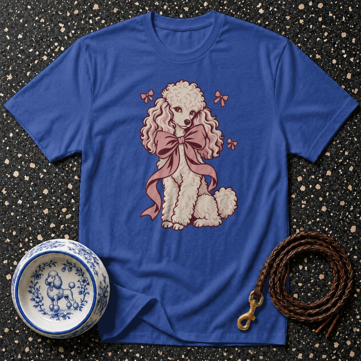 T-shirt Vintage Coquette Bow Poodle T-Shirt Poodle with Bow T-Shirt | Premium Dog Apparel