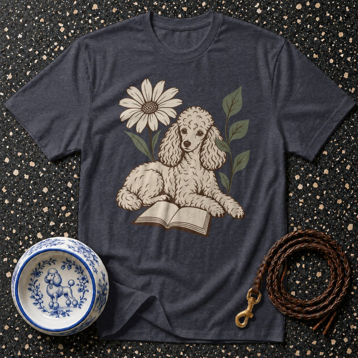 T-shirt Vintage Bookish Poodle T-Shirt Poodle Reading T-Shirt | Premium Pet Apparel