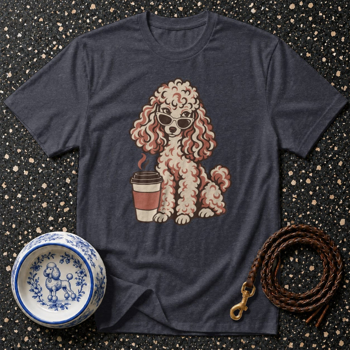 T-shirt Chic Coffee Poodle T-Shirt Cool Poodle with Coffee T-Shirt | Canine Style