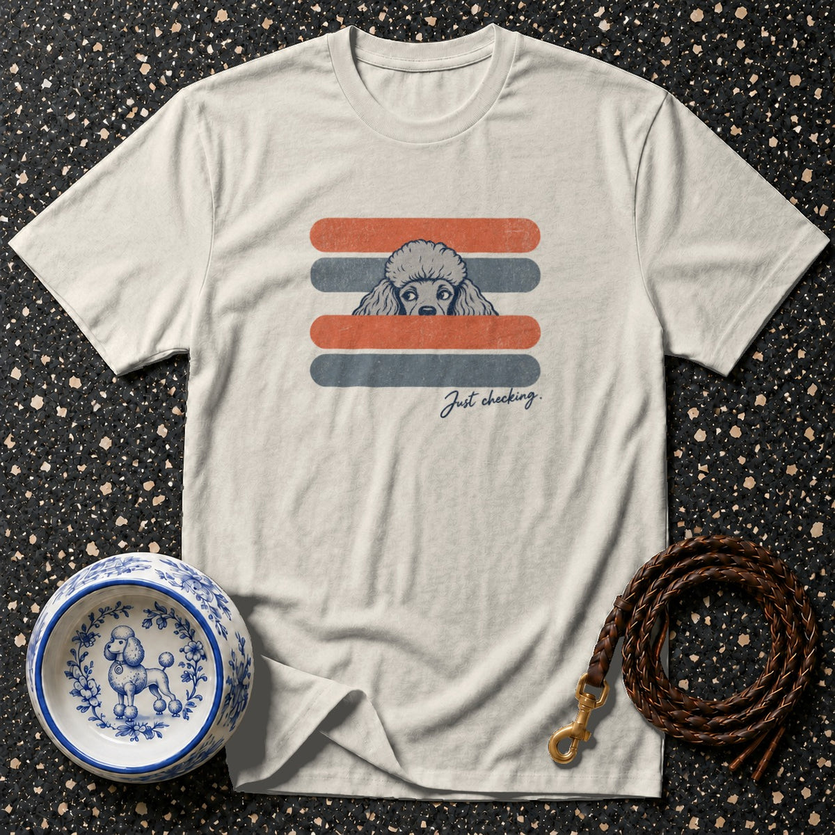 Just Checking Retro Poodle T-Shirt