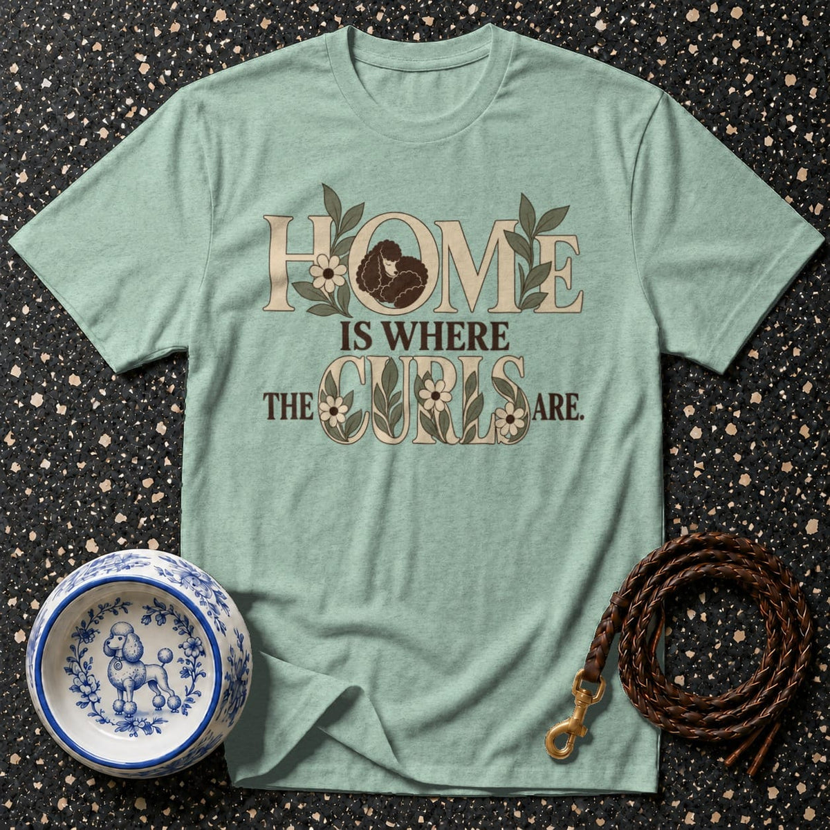 T-shirt Poodle Curls Floral T-Shirt Home Is Where The Curls Are T-Shirt | Poodle Lover Apparel
