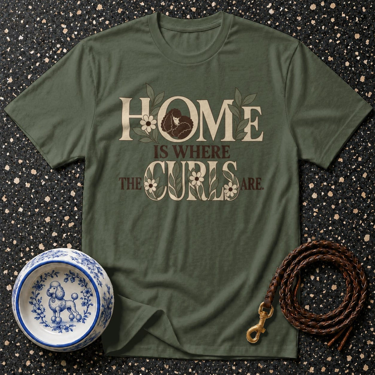 T-shirt Poodle Curls Floral T-Shirt Home Is Where The Curls Are T-Shirt | Poodle Lover Apparel