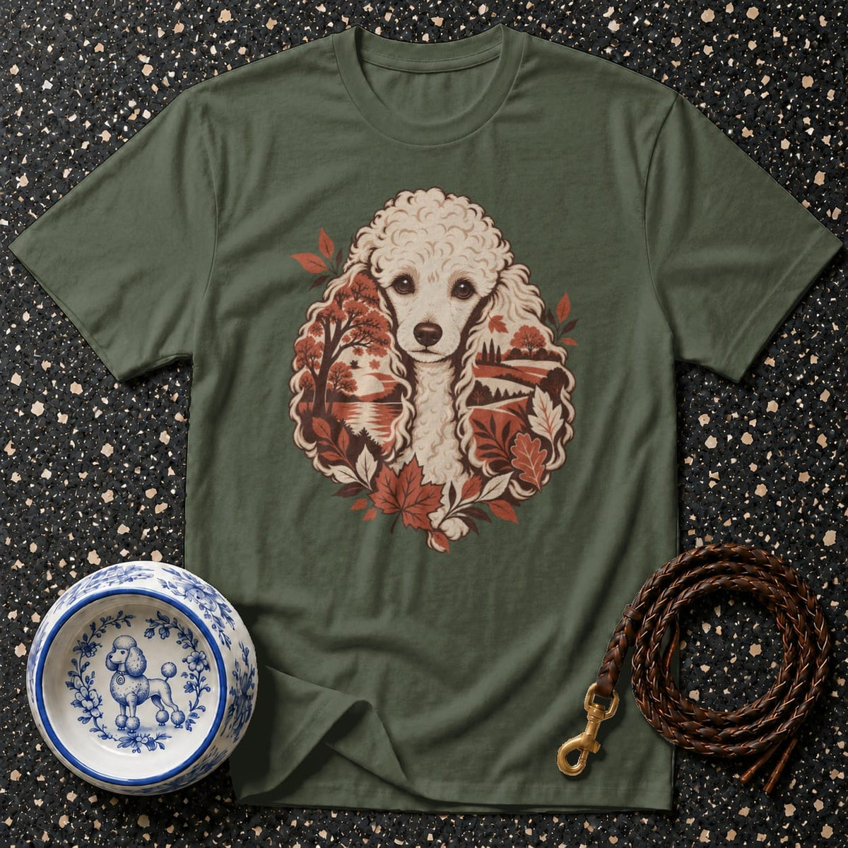 T-shirt Autumn Poodle T-Shirt Poodle Landscape T-Shirt | Premium Dog Apparel