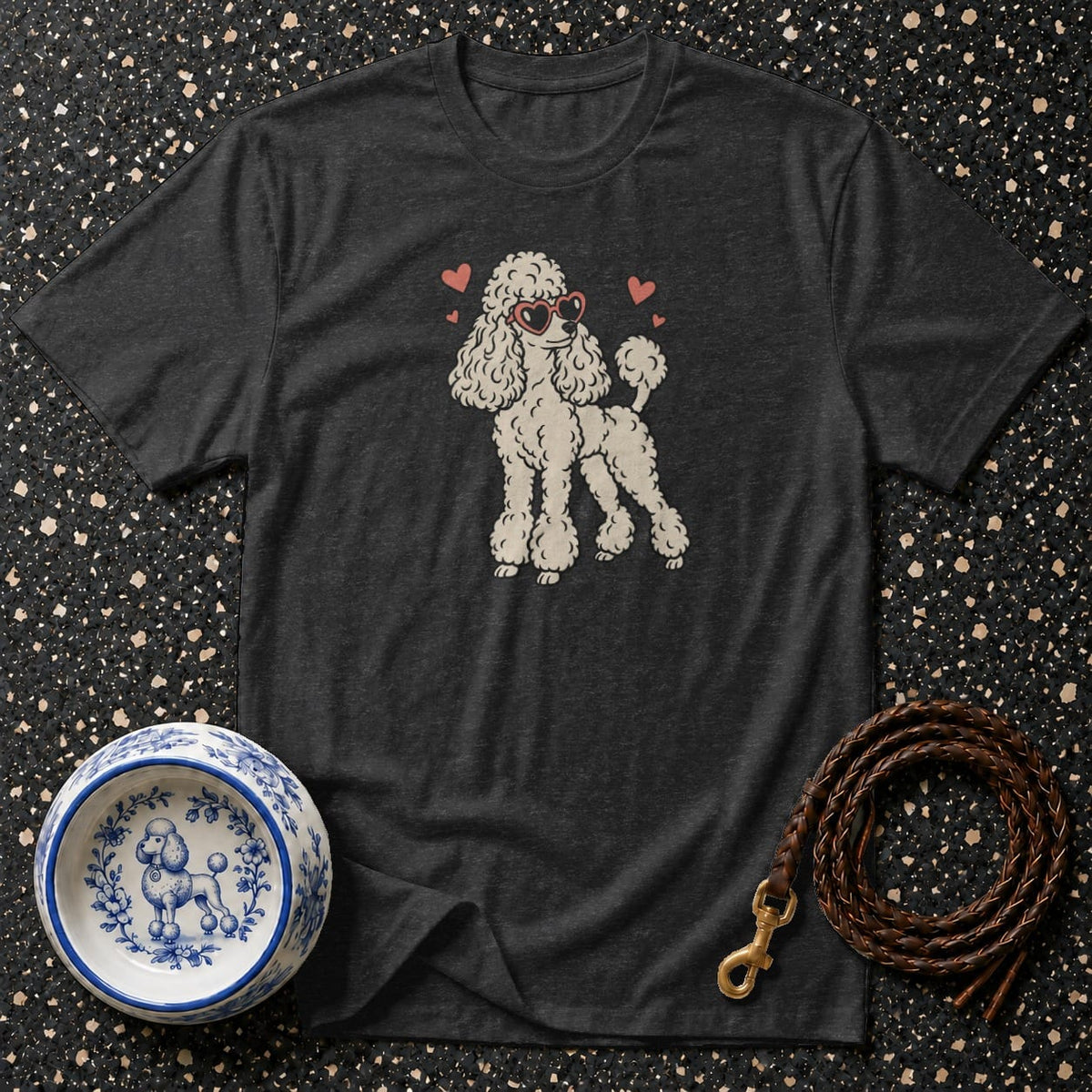 T-shirt Chic Heart Glasses Poodle T-Shirt Poodle Heart Sunglasses T-Shirt | Premium Dog Apparel