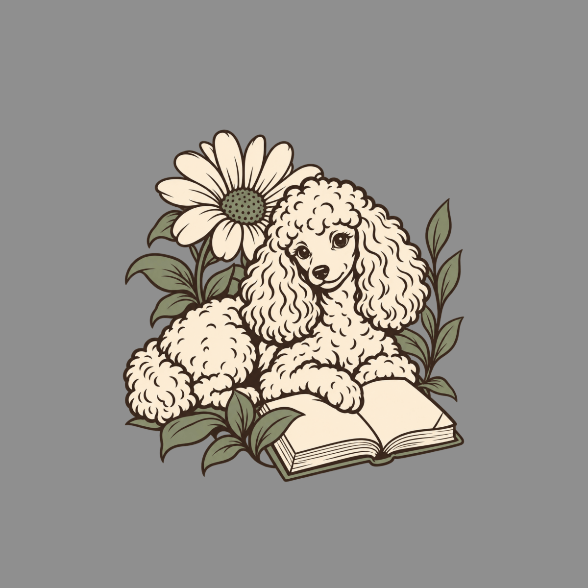 T-shirt Botanical Reading Poodle T-Shirt Poodle Reading T-Shirt | Premium Dog Apparel