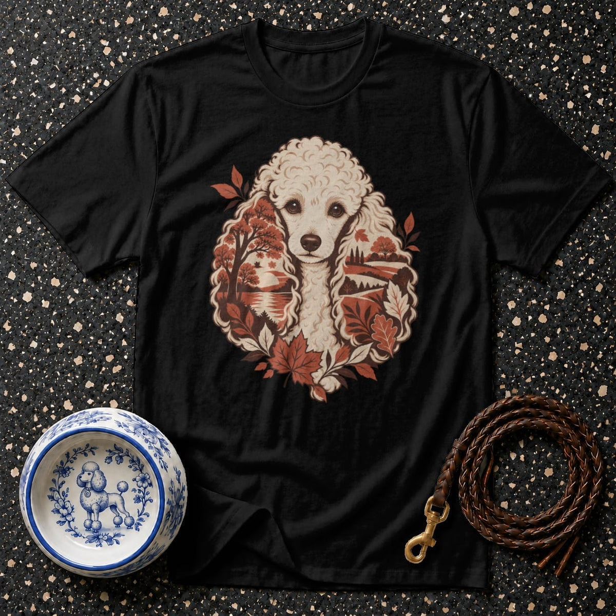 T-shirt Autumn Poodle T-Shirt Poodle Landscape T-Shirt | Premium Dog Apparel