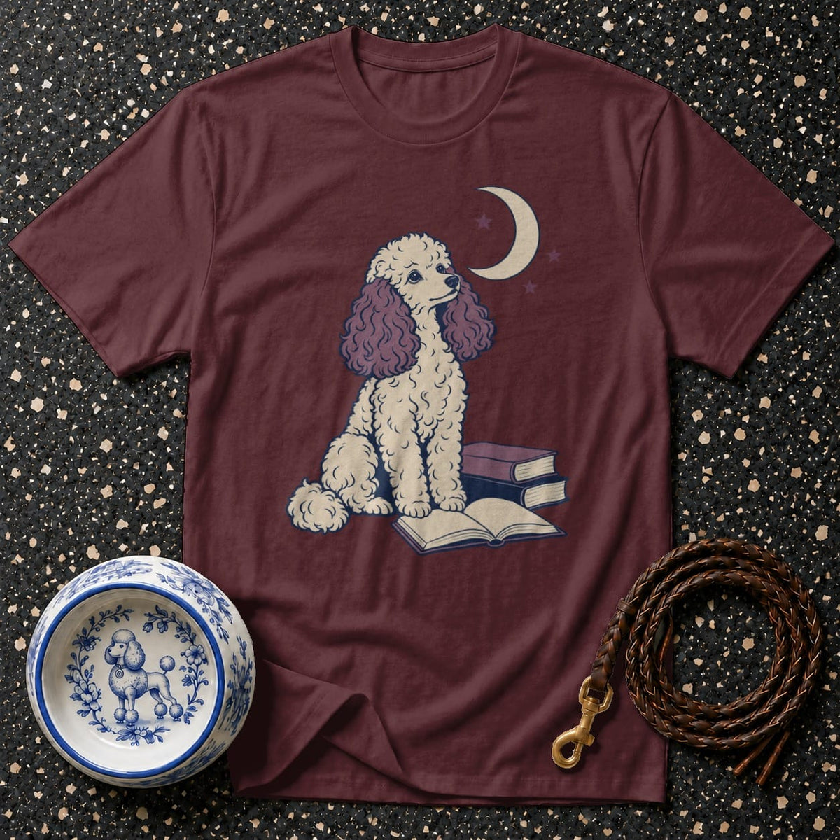 T-shirt Midnight Scholar Poodle T-Shirt Poodle Reading T-Shirt | Dreamy Dog Apparel