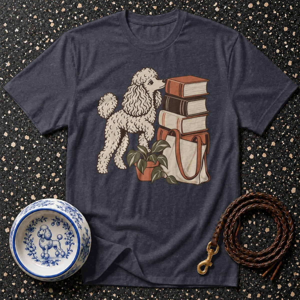 T-shirt Bookish Poodle Graphic T-Shirt Poodle Reading T-Shirt | Premium Dog Lover Apparel