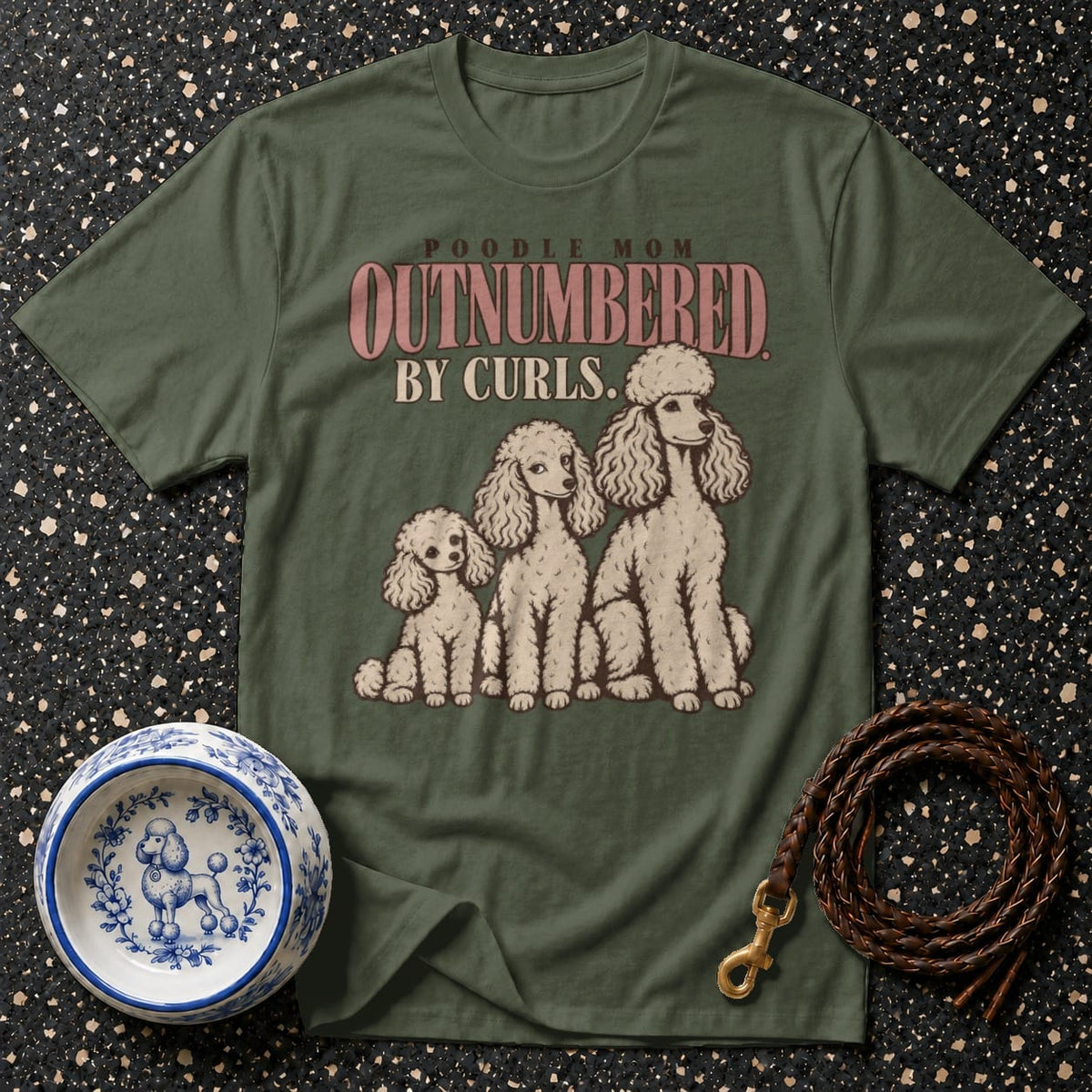 T-shirt Outnumbered By Curls Poodle T-Shirt Poodle Mom Outnumbered By Curls T-Shirt | Premium Dog Appare