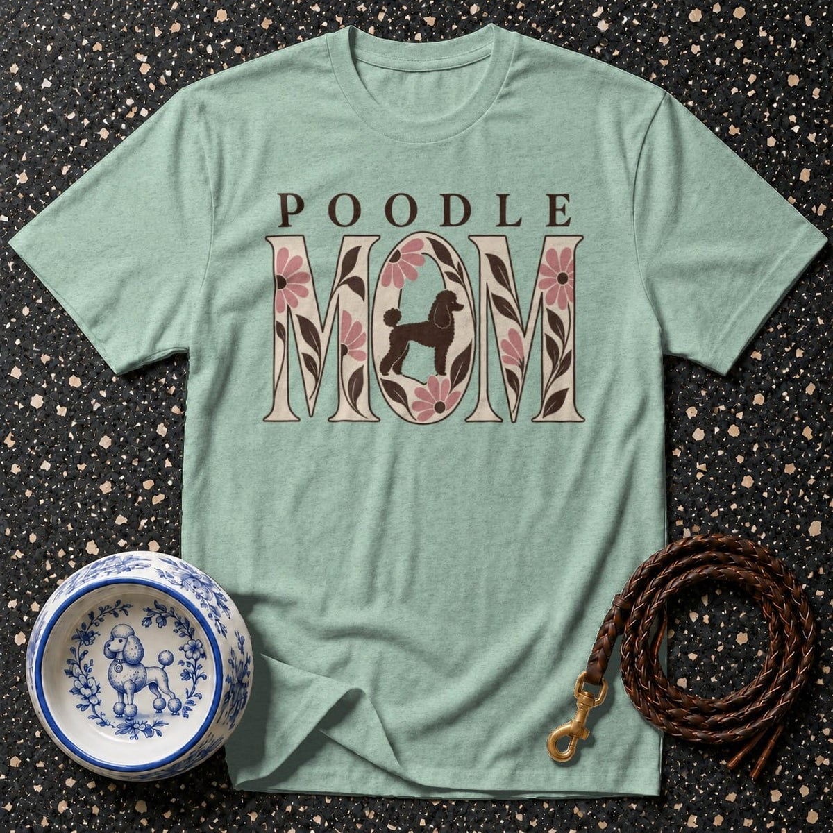 T-shirt Retro Floral Poodle Mom T-Shirt Poodle Mom T-Shirt | Floral Dog Lover Apparel