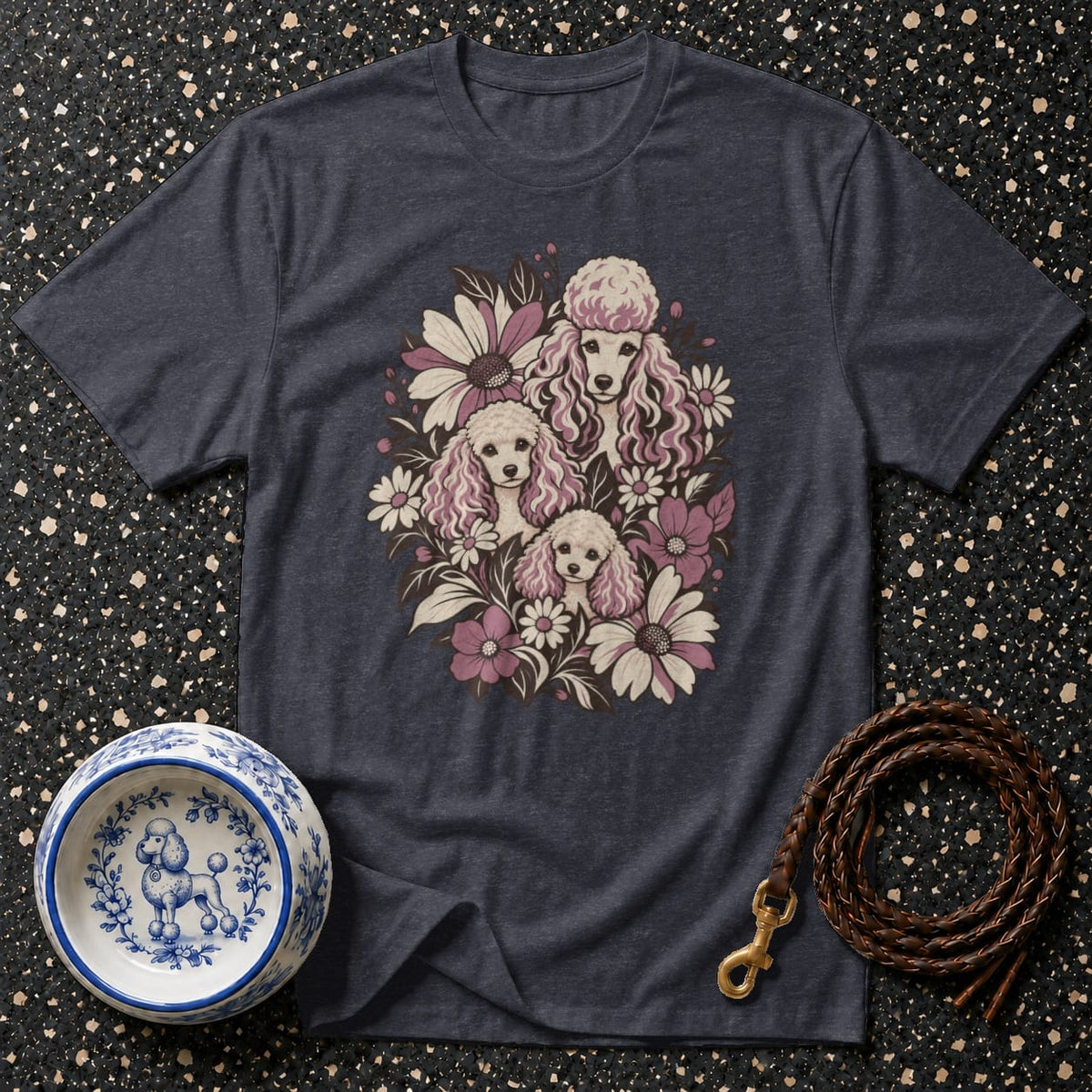 T-shirt Vintage Floral Poodle T-Shirt Poodle Family T-Shirt | Premium Dog Apparel
