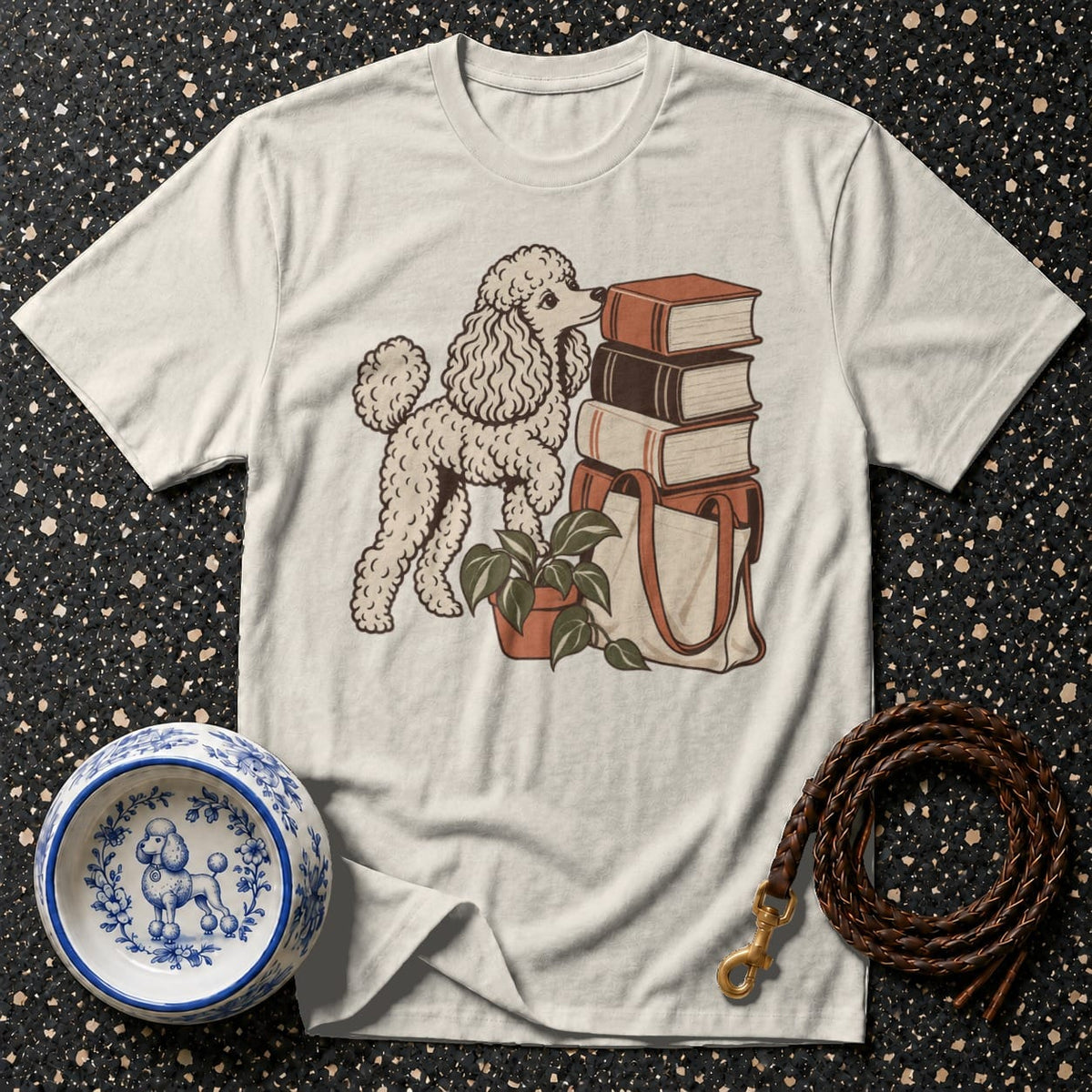 T-shirt Bookish Poodle Graphic T-Shirt Poodle Reading T-Shirt | Premium Dog Lover Apparel