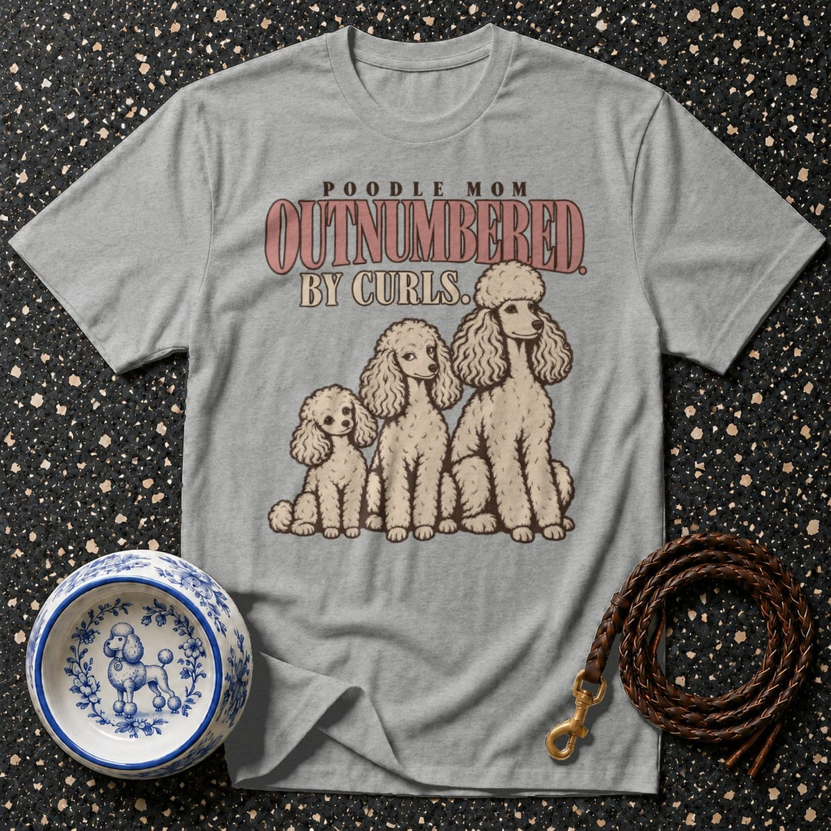T-shirt Outnumbered By Curls Poodle T-Shirt Poodle Mom Outnumbered By Curls T-Shirt | Premium Dog Appare