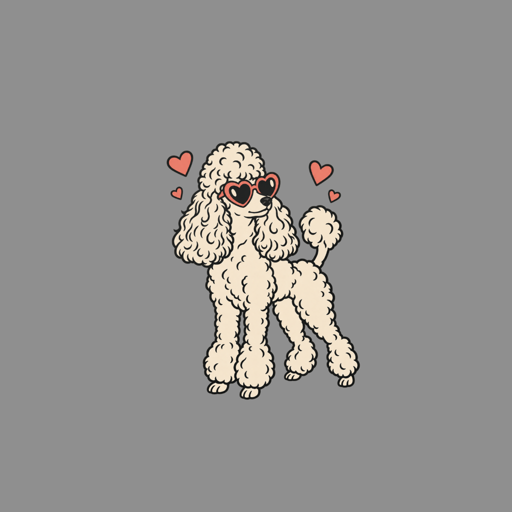 T-shirt Chic Heart Glasses Poodle T-Shirt Poodle Heart Sunglasses T-Shirt | Premium Dog Apparel