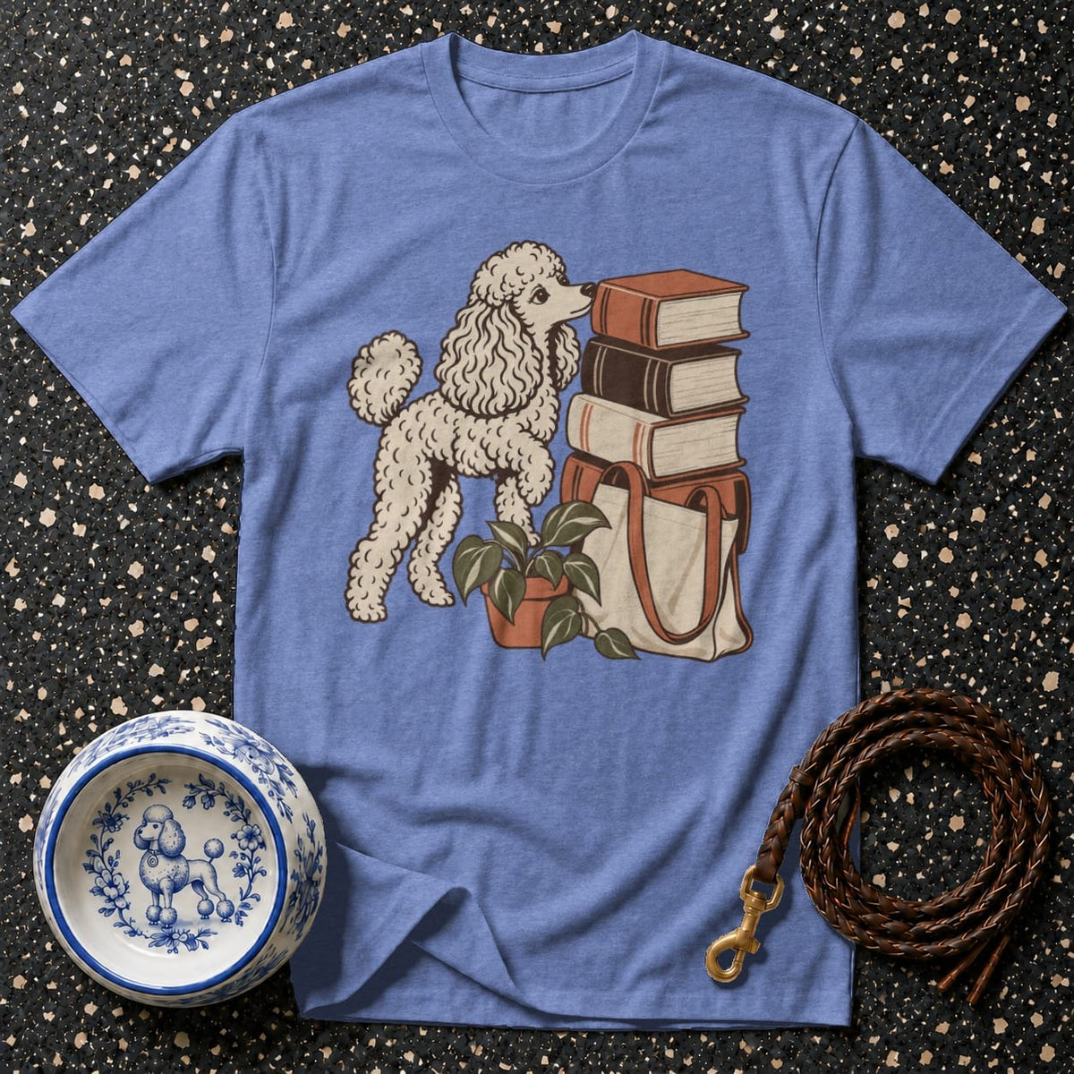 T-shirt Bookish Poodle Graphic T-Shirt Poodle Reading T-Shirt | Premium Dog Lover Apparel