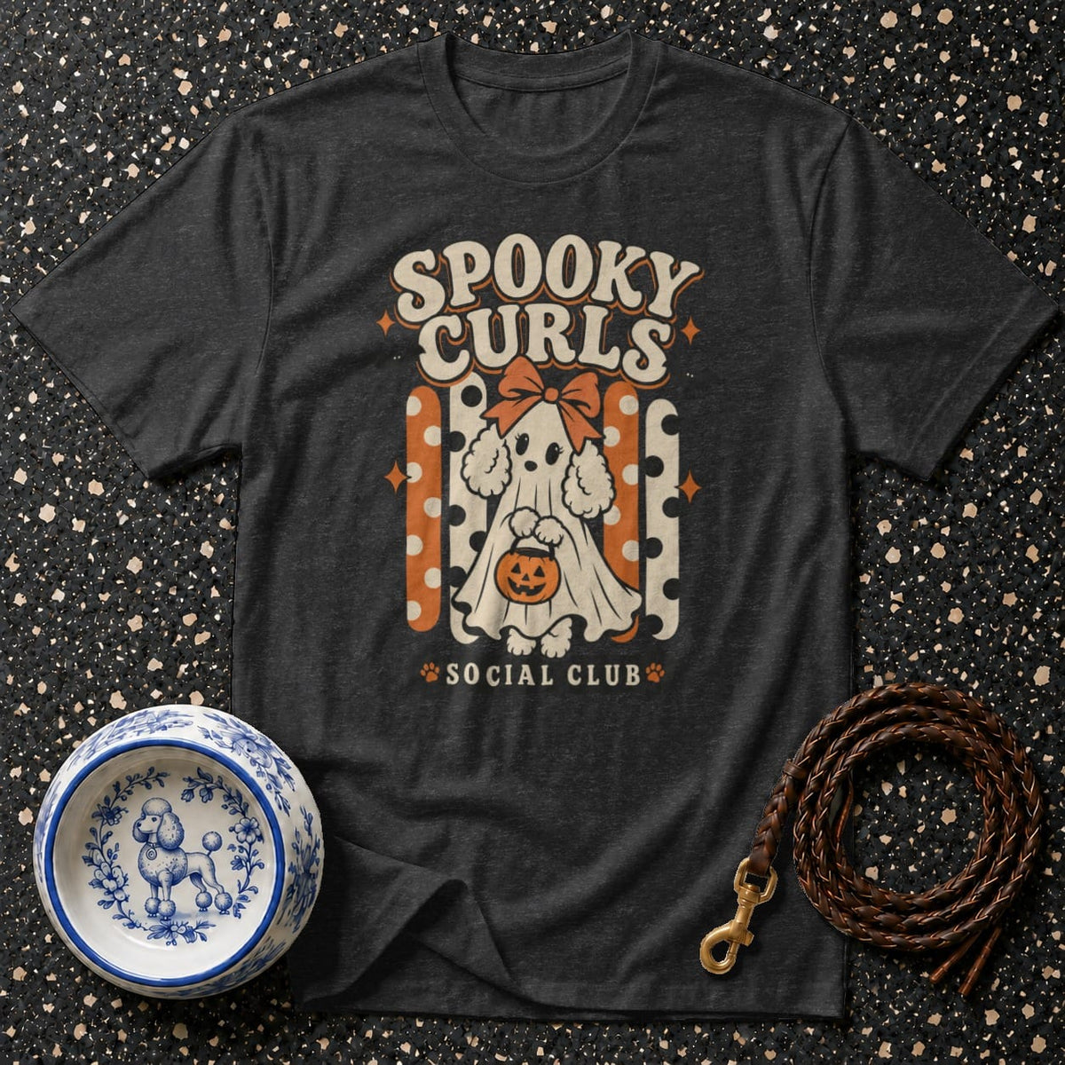 Spooky Curls Ghost Poodle T-Shirt Spooky Curls Ghost Dog T-Shirt | Premium Apparel