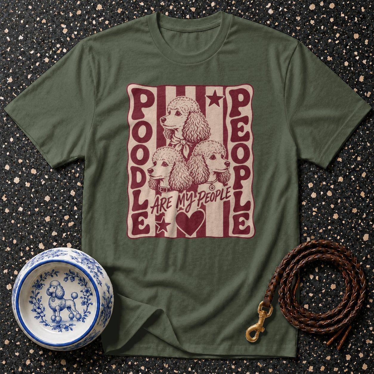 Green t-shirt with poodle graphic that reads "Poodle Are My People."