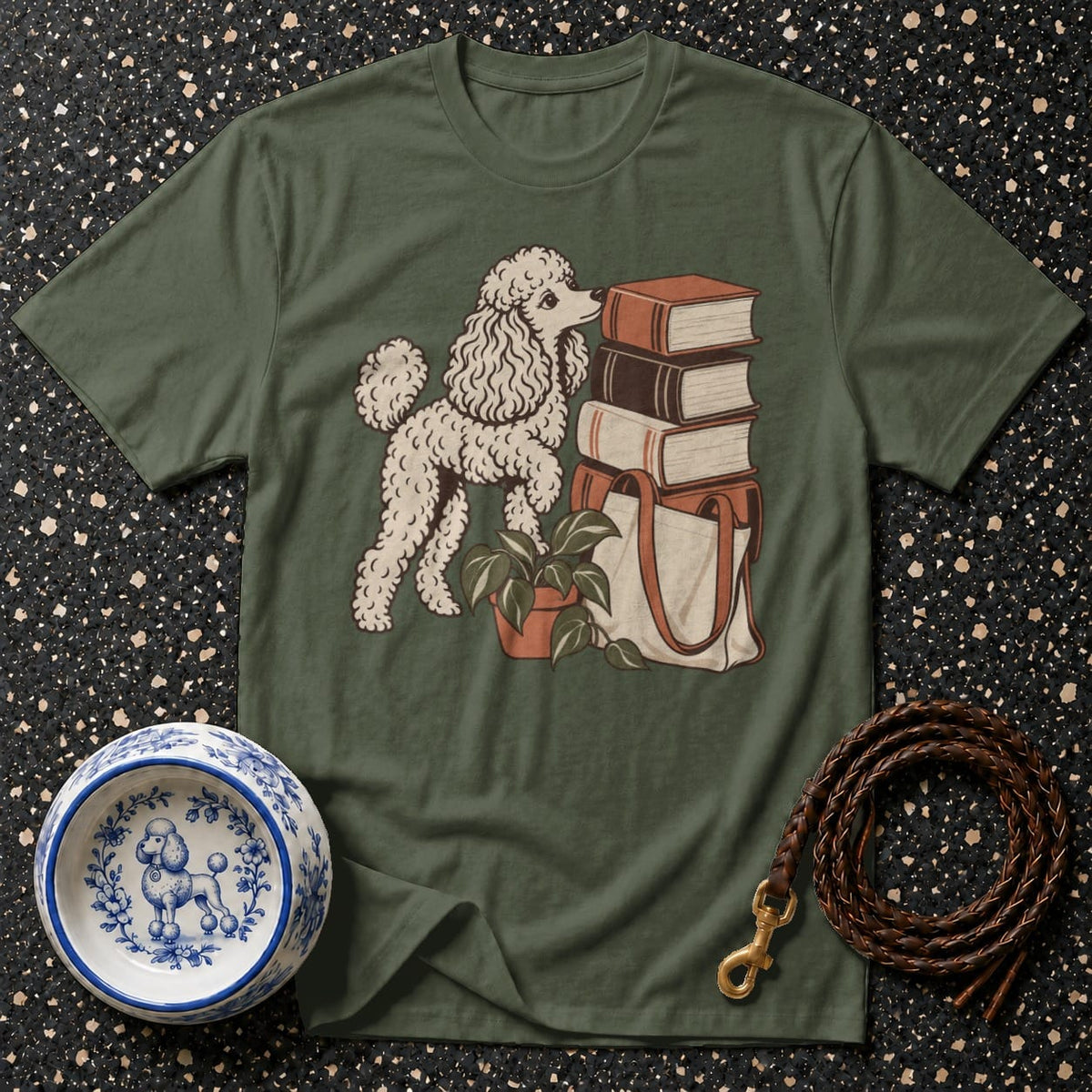T-shirt Bookish Poodle Graphic T-Shirt Poodle Reading T-Shirt | Premium Dog Lover Apparel