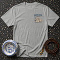 Grey t-shirt with "Bookside Company" logo featuring a poodle, book, and coffee cup.