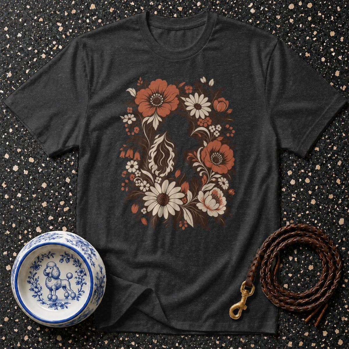 T-shirt Floral Poodle Silhouette T-Shirt Poodle Floral Silhouette T-Shirt | Premium Apparel