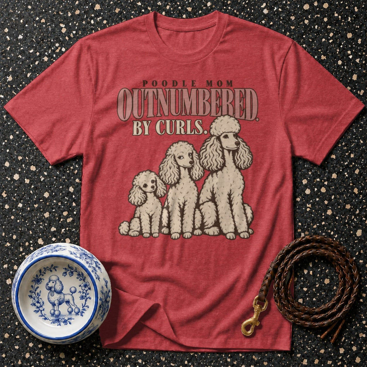 T-shirt Outnumbered By Curls Poodle T-Shirt Poodle Mom Outnumbered By Curls T-Shirt | Premium Dog Appare