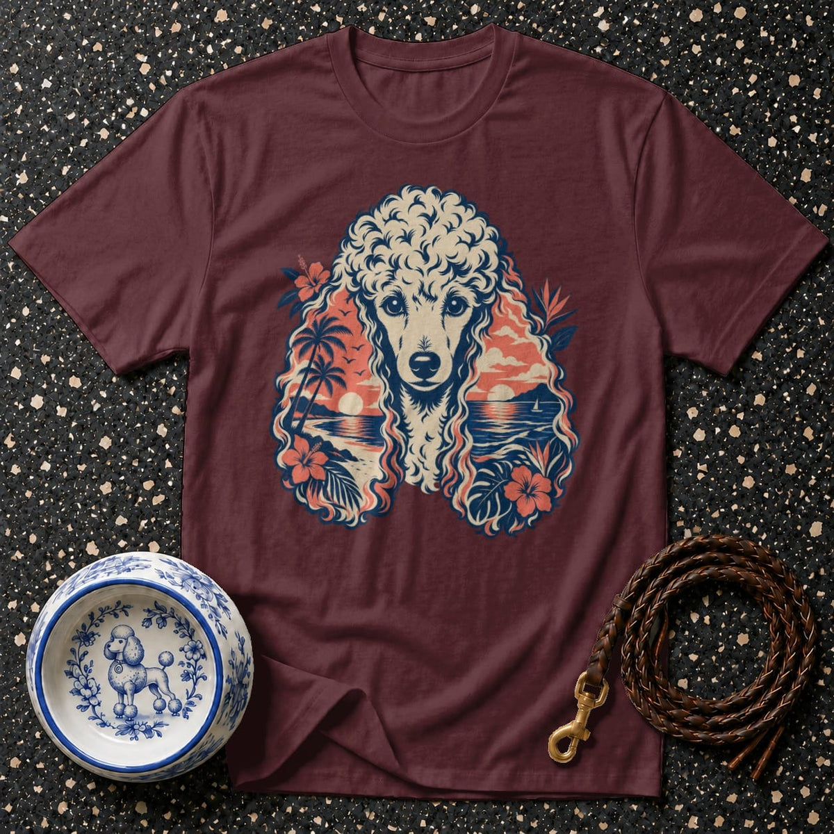 T-shirt Tropical Sunset Poodle T-Shirt Poodle Tropical Sunset T-Shirt | Premium Dog Apparel