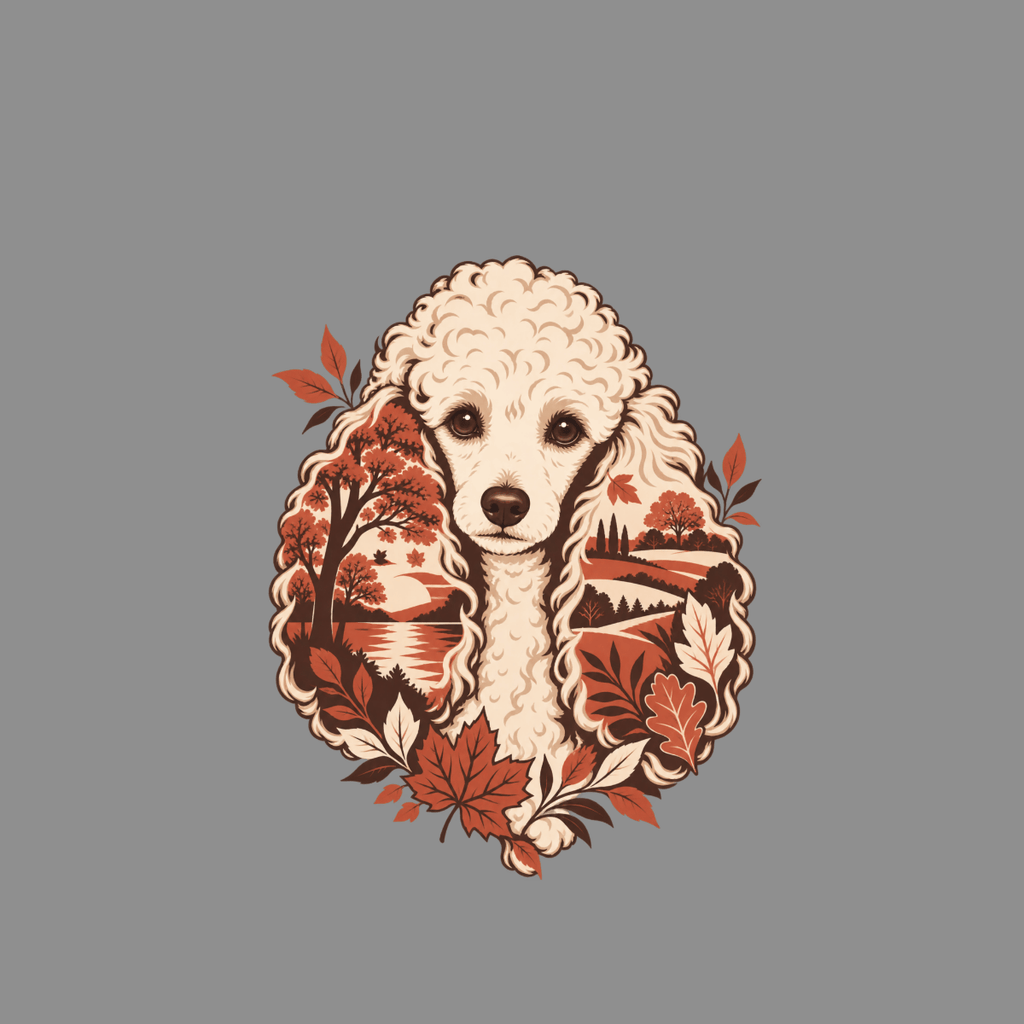 T-shirt Autumn Poodle T-Shirt Poodle Landscape T-Shirt | Premium Dog Apparel
