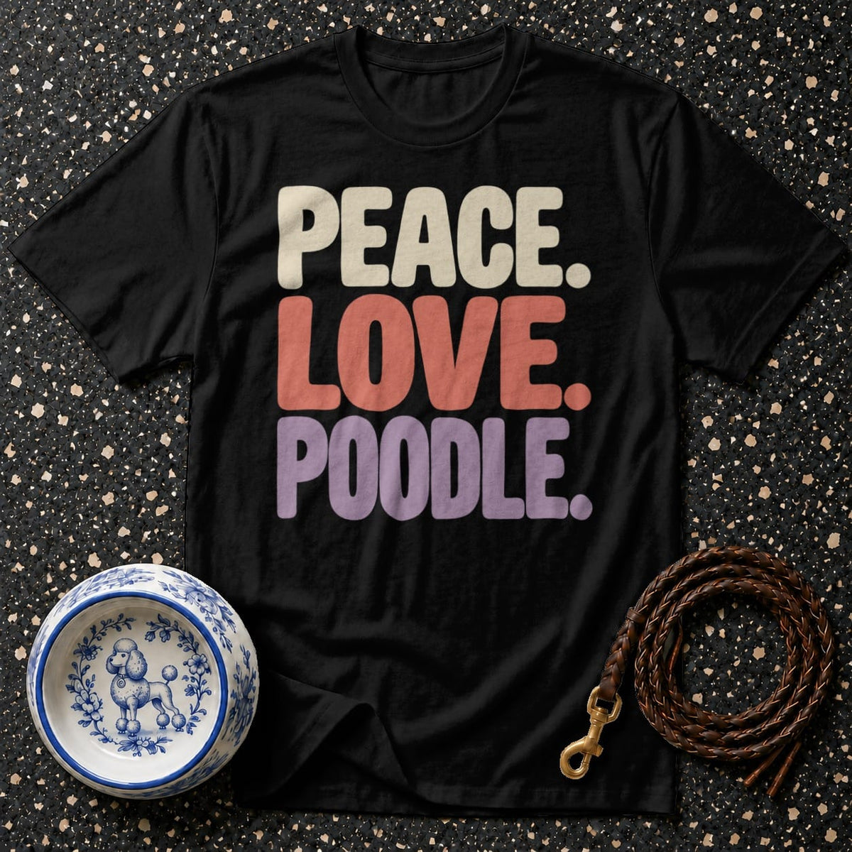 T-shirt Peace Love Poodle Retro T-Shirt Peace Love Poodle T-Shirt | Premium Dog Apparel