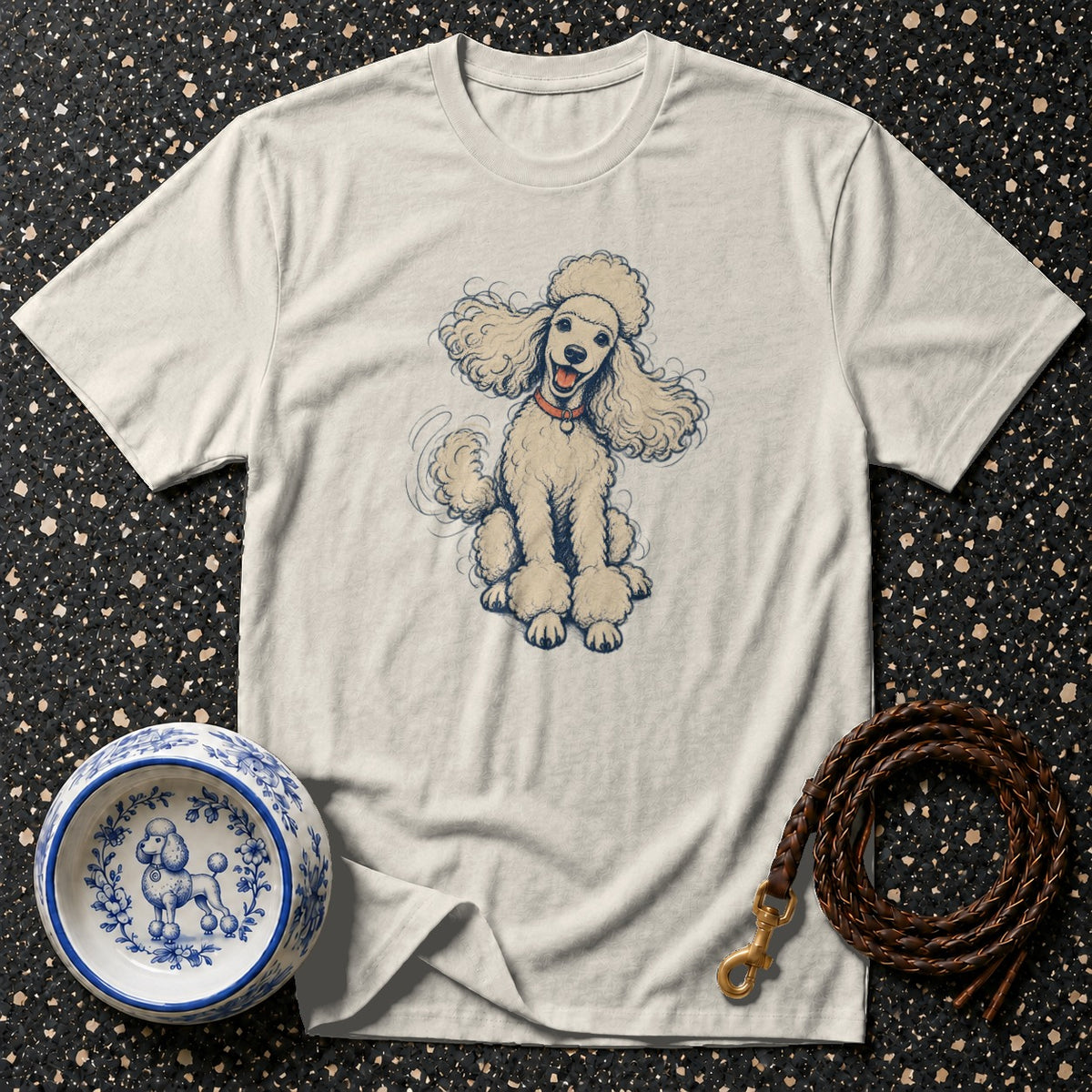 Playful Poodle Sketch T-Shirt