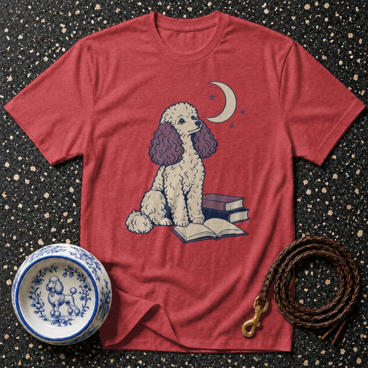 T-shirt Midnight Scholar Poodle T-Shirt Poodle Reading T-Shirt | Dreamy Dog Apparel