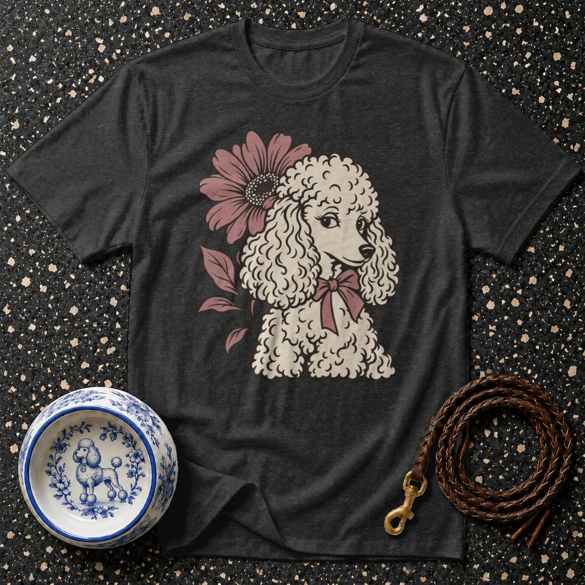 T-shirt Vintage Floral Poodle T-Shirt Poodle Floral T-Shirt | Premium Dog Apparel