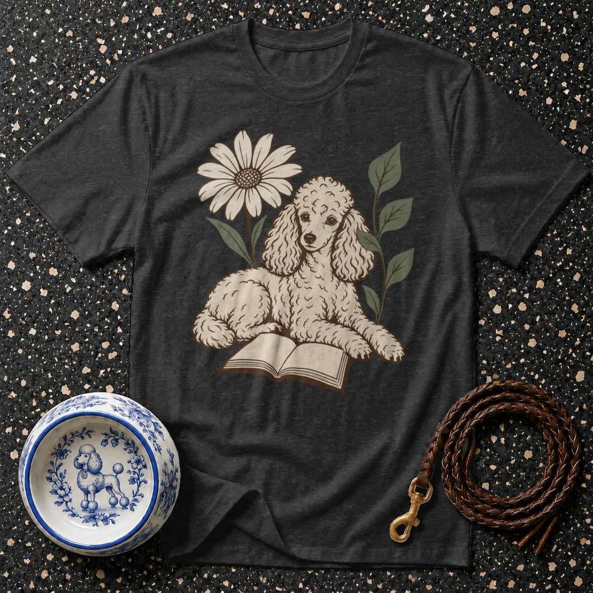 T-shirt Vintage Bookish Poodle T-Shirt Poodle Reading T-Shirt | Premium Pet Apparel