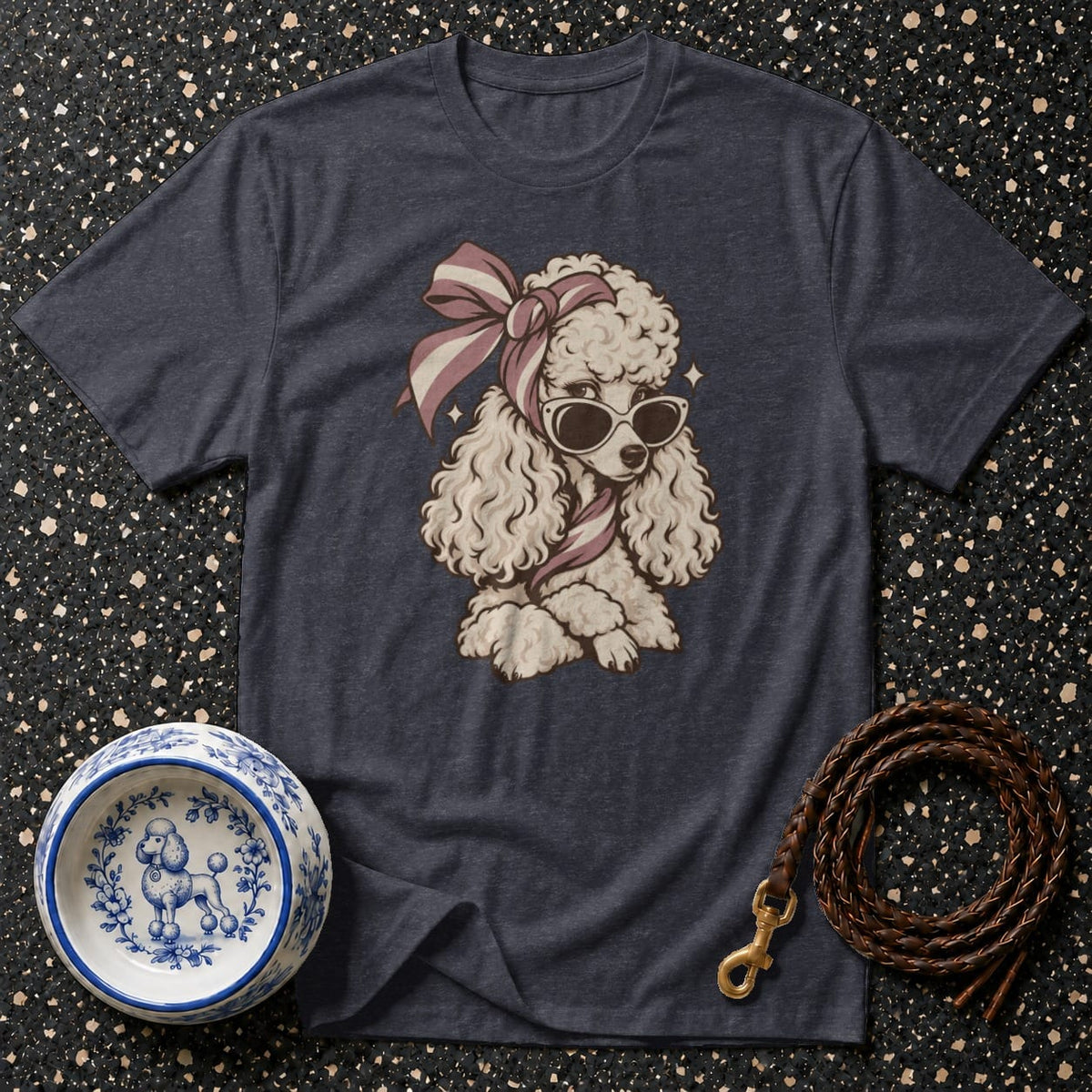 T-shirt Vintage Chic Poodle T-Shirt Poodle with Sunglasses T-Shirt | Premium Dog Apparel
