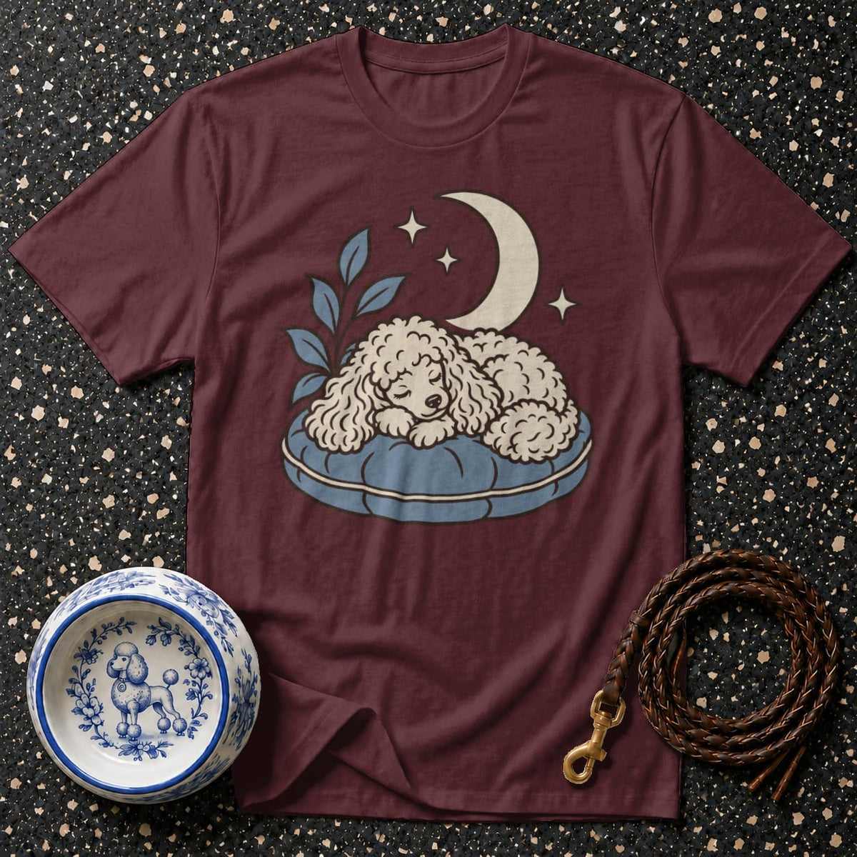 T-shirt Celestial Sleeping Poodle T-Shirt Sleeping Poodle Dream T-Shirt | Cozy Canine Apparel