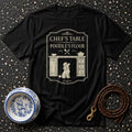 Black t-shirt with "Chef's Table Poodle's Floor" and poodle graphic.