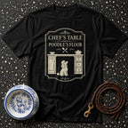 Black t-shirt with "Chef's Table Poodle's Floor" and poodle graphic.