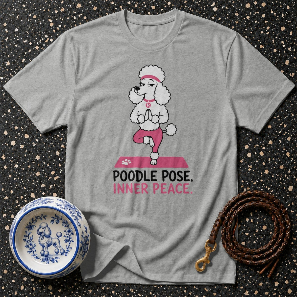 T-shirt Poodle Pose Yoga T-Shirt Poodle Pose Inner Peace T-Shirt | Yoga Dog Apparel