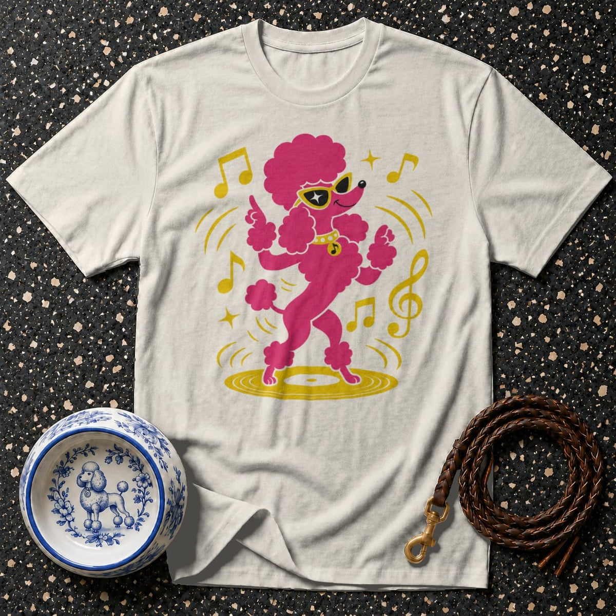 T-shirt Groovy Pink Poodle T-Shirt Dancing Poodle T-Shirt | Retro Dog Tee