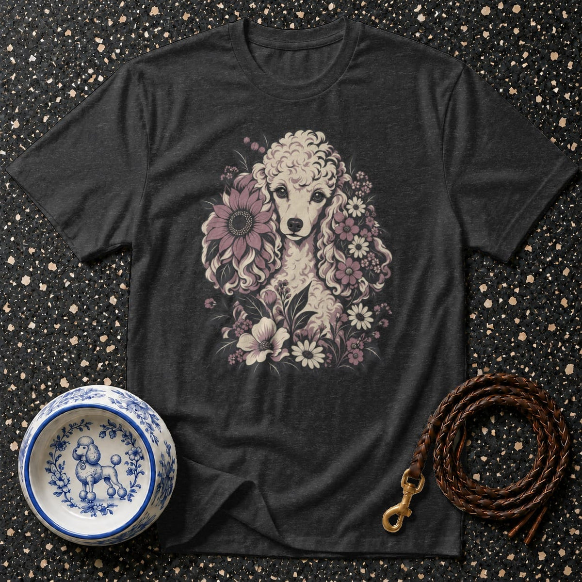 T-shirt Vintage Floral Poodle T-Shirt Poodle Floral Art T-Shirt | Premium Dog Apparel